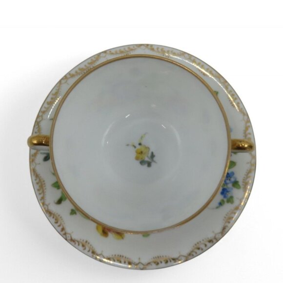 RK Richard Klemm DRESDEN Double Handled Soup Cup and Saucer Germany Vintage - Picture 3 of 10